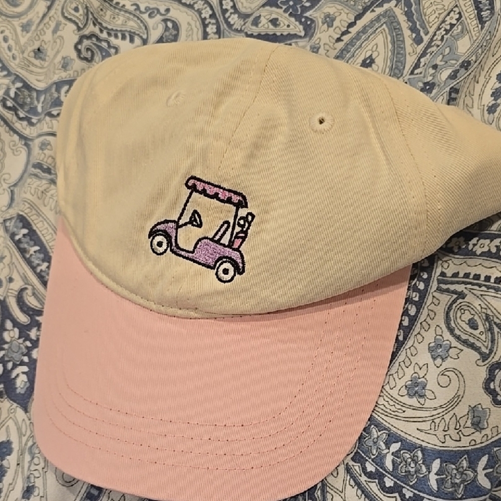 ❤️10/$10 New Pink and Cream Golf Cart Cap - Picture 2 of 3